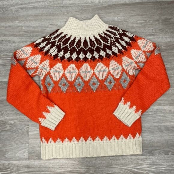 Ricki's Womens Knitted Sweater Boho Print Ribbed Mock Neck Red Size Small - Picture 4 of 6